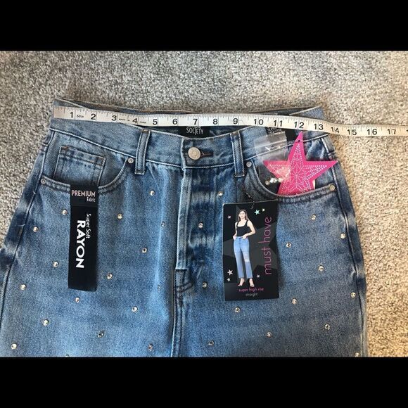NWT SIMPLE SOCIETY Super High Rise Straight Buttonfly Jeans Size 7/28 - Picture 10 of 15
